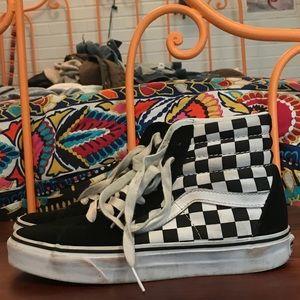 Checkered vans hi tops